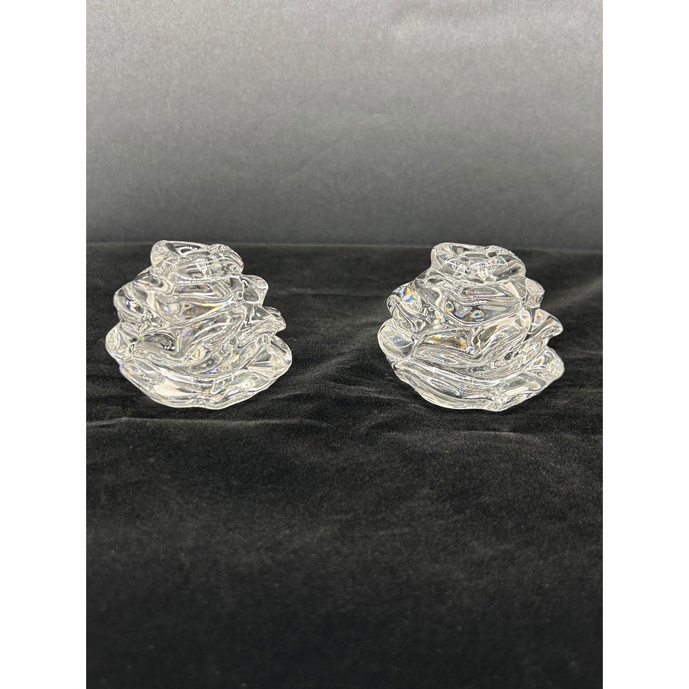 Gorham Floral Garden Rose Crystal Salt and Pepper Shakers Set 6014807 Clear